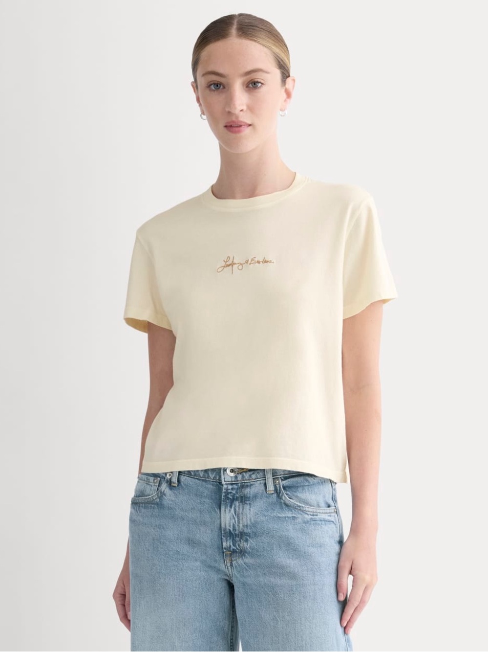 Everlane x The Laufey Foundation Box-Cut Tee Pale Peony Size M NWT